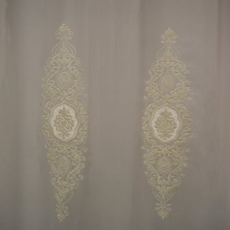 Perdele la oferta - Perdea Velaria tiul alb cu baroc crem, 200x270 cm