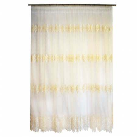 Perdele la oferta - Perdea Velaria tiul auriu cu imprimeu baroc, 450x245 cm