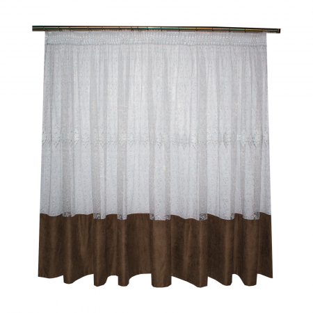 Perdele moderne - Perdea Velaria tiul cu bordura maro, 400x140 cm
