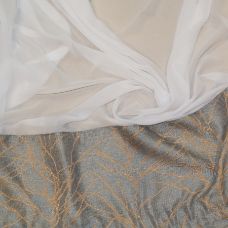 Perdea Velaria voal premium alb si tafta gri, 360x160 cm [2]