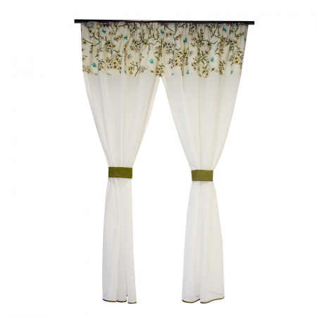 Perdea Velaria ivoire cu esarfe si imprimeu floral, 160x150 cm [0]