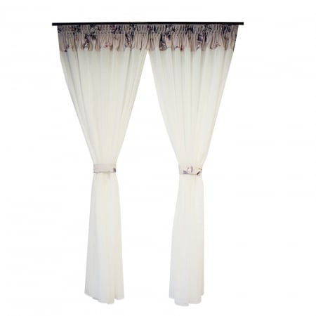 Perdele bucatarie - Perdea Velaria samba alba cu esarfe, 230cm x 185 cm