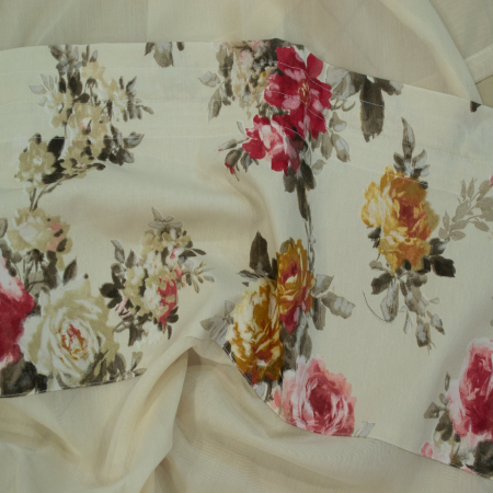 Perdea Velaria batist crem cu flori, 90x210 cm [1]