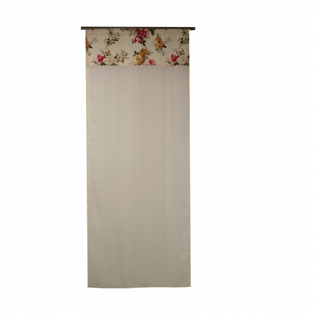 Perdele balcon - Perdea Velaria batist crem cu flori, 90x210 cm