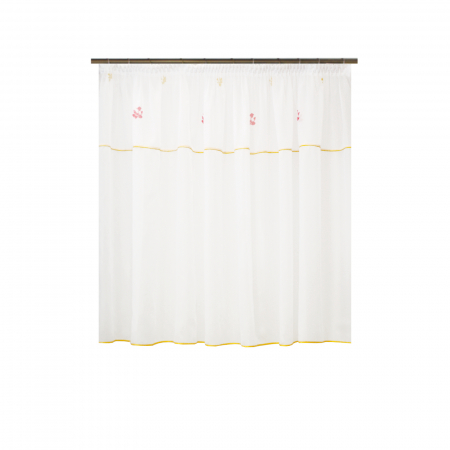 Perdele - Perdea Velaria voal alb cu flori, 300x138 cm