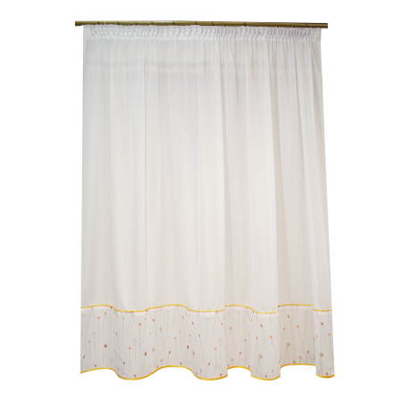Perdele bucatarie - Perdea Velaria in alb cu flori de camp, 230x170 cm