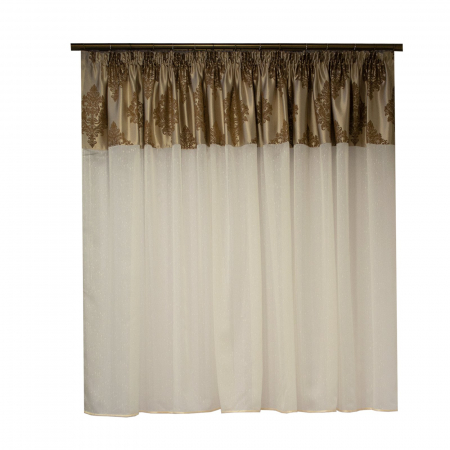 Perdele bucatarie - Perdea Velaria ivorie cu banda baroc, 300x150 cm