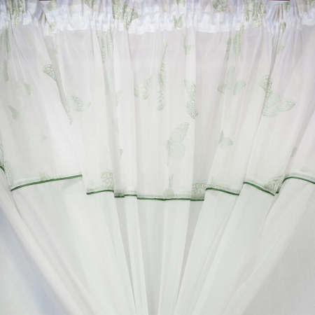 Perdea Velaria voal alb cu fluturi verzi [3]