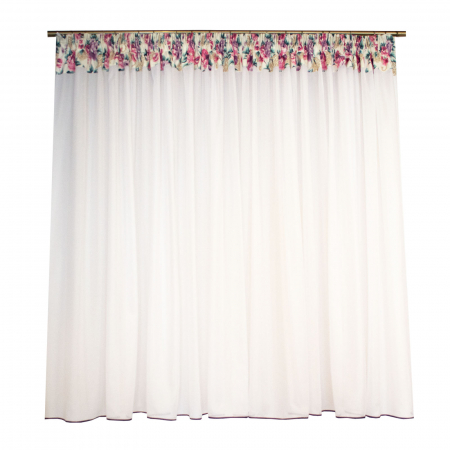Perdele bucatarie - Perdea Velaria alba cu flori, 485x160 cm