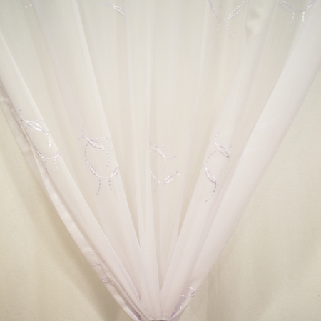 Perdea Velaria voal alb cu imprimeu brodat, 115x245 cm [1]