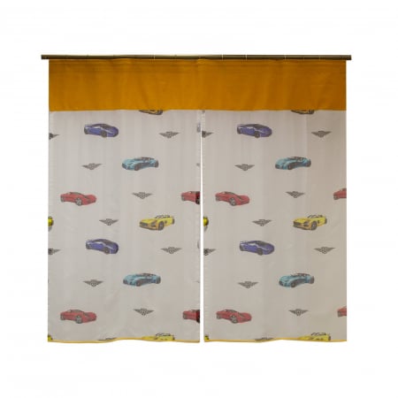 Perdele moderne - Perdea Velaria voal alb cu masini, 160x150 cm