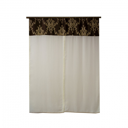 Perdea Velaria voal ivoire cu tafta baroc maro, 140x165 cm [2]