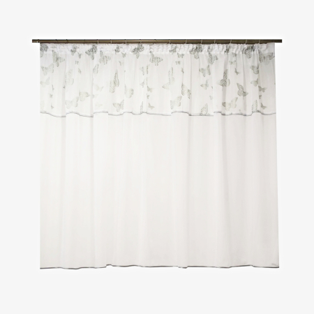 Perdele bucatarie - Perdea Velaria voal alb si fluturi verzi, 290x145 cm