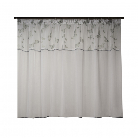 Perdele bucatarie - Perdea Velaria voal alb si fluturi verzi, 290x145 cm