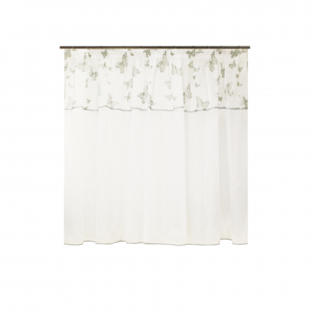 Perdele bucatarie - Perdea Velaria voal alb si fluturi verzi, 300x145 cm