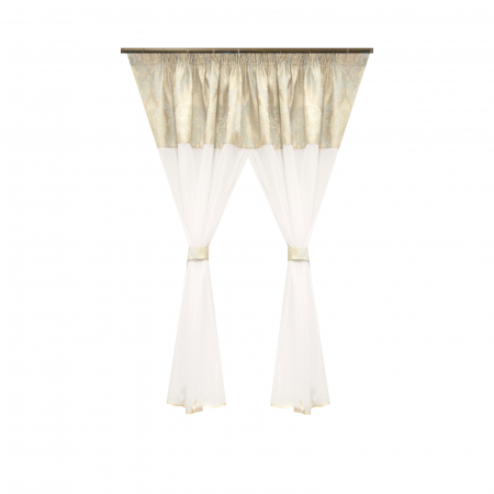 Perdele bucatarie - Perdea Velaria voal alb si tafta baroc, 245x155 cm