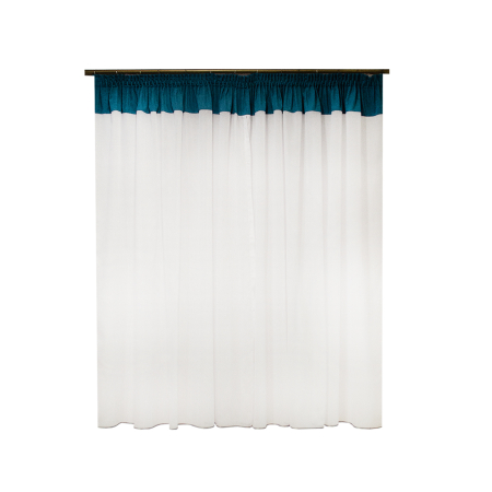 Perdea Velaria voal alb suprem cu suet turcoaz, 300x155 cm [1]