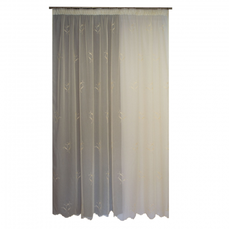 Perdele - Perdea Velaria voal crem cu imprimeu brodat, 230x245 cm