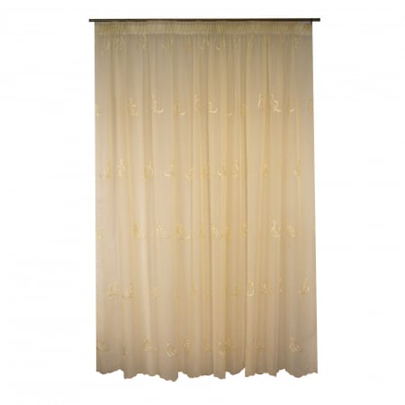 Perdele la oferta - Perdea Velaria voal crem cu imprimeu brodat, 290x245 cm