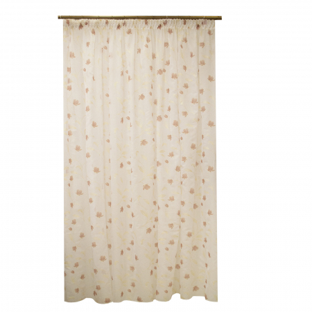 Perdele la oferta - Perdea Velaria voal cu flori maro, 260x245 cm