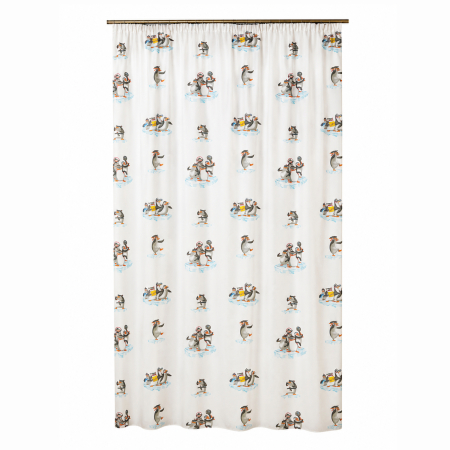 Perdele la oferta - Perdea Velaria voal cu pinguini 170x245 cm
