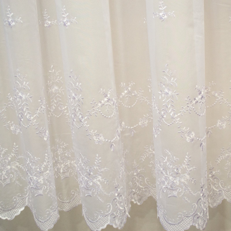 Perdea Velaria voal alb cu broderie florala, 135x155 cm [2]