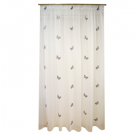 Perdele moderne - Perdea Velaria sable alb cu fluturi negri, 300x245 cm