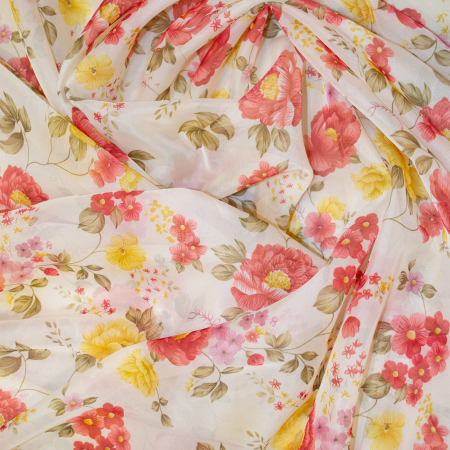 Perdea Velaria voal floral cu rejansa si plii fixati, 140x245 cm [2]