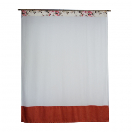 Perdele moderne - Perdea Velaria in ivoire cu bordura portocalie, 170x195 cm