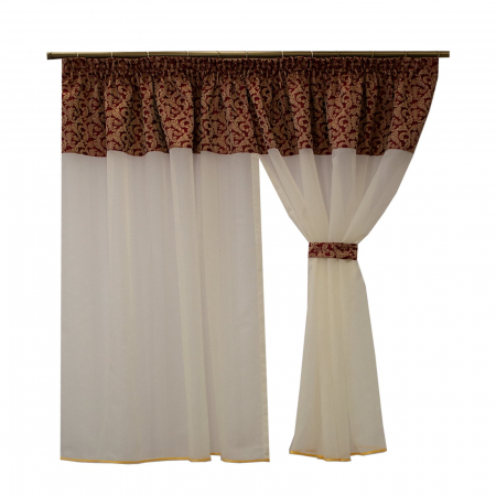 Perdea Velaria voal alb si tafta rosie, 145x160 cm [3]