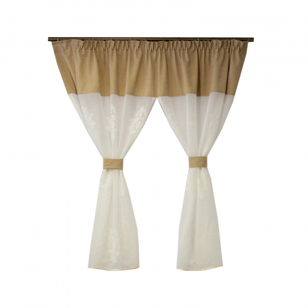Perdele unicat - Perdea Velaria in ivoire baroc cu esarfe, 175x140 cm