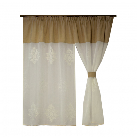 Perdea Velaria in ivoire baroc cu esarfe, 175x140 cm [2]