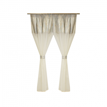 Perdele bucatarie - Perdea Velaria  voal ivoire si tafta baroc, 210x145 cm