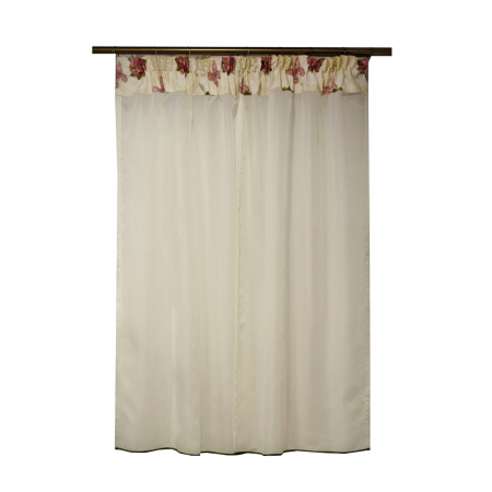 Perdea Velaria voal crep ivoire si flori, 170x150 cm [1]