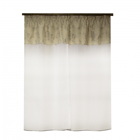 Perdea Velaria voal alb si tafta gri cu flori, 145x155 cm [2]