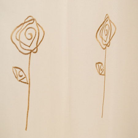 Perdea Velaria voal simplu unt cu trandafiri brodati, 140x245 cm [1]