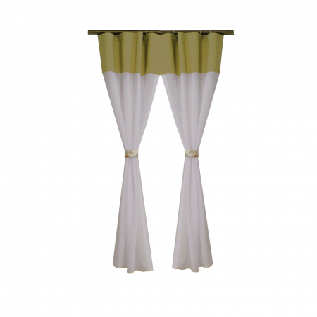 Perdele bucatarie - Perdea Velaria bamboo alb si verde brotacel, 135x150 cm