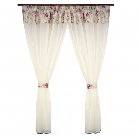 Perdea Velaria voal unt cu bata florala, 260x170 cm [3]