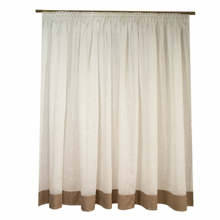 Perdele la oferta - Perdea Velaria alba cu imprimeu geometric, 440x170 cm