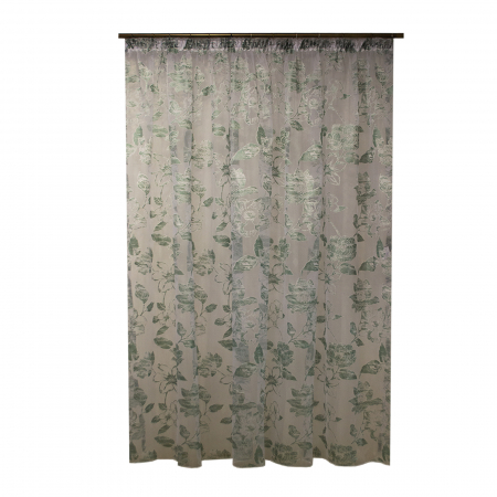Perdele bucatarie - Perdea Velaria voal organza flori verzi, 300x250 cm