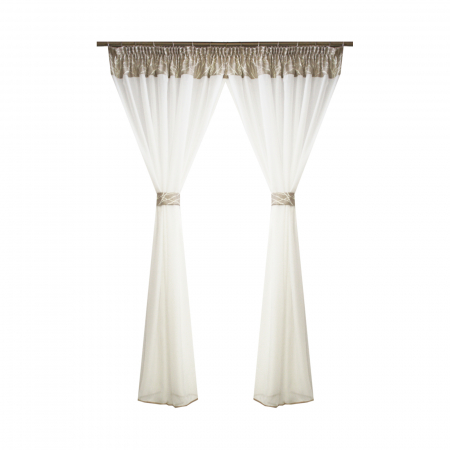 Perdele bucatarie - Perdea Velariain easy ivoire si tafta bej, 300x185 cm