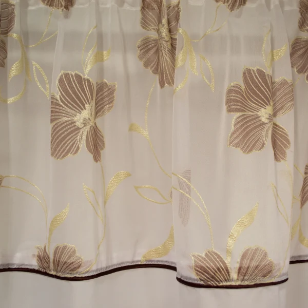 Perdea voal alb cu flori maro [1]