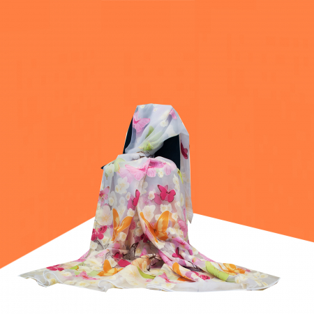 Perdele moderne - Perdele Velaria Organza cu fluturi multicolor, 2x130x245 cm