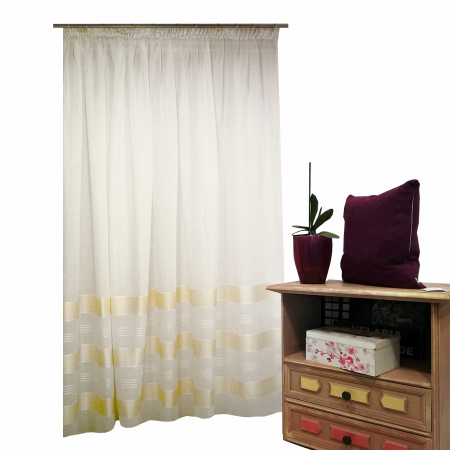 Perdele de lux - Perdele Velaria In Satinat Dungi Cream, 300x245 cm