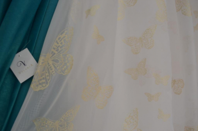 Perdele voal fluturas pictat gold [1]