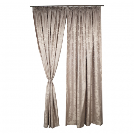 Set draperii jacard gri-roz floral, 2*150x260 cm [0]