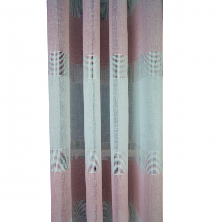 Perdea Velaria, in alb cu dungi roz, 200x230 cm [2]