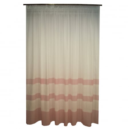 Perdele la oferta - Perdea Velaria, in alb cu dungi roz, 200x230 cm