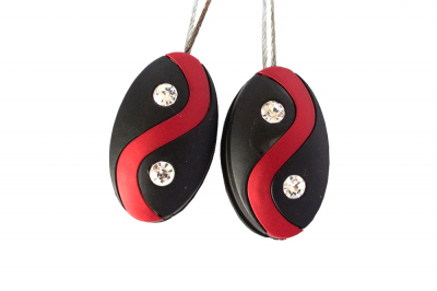 Magneti - Set 2 magneti decorativi Velaria cu sufa metalica 13 cm, rosu/negru