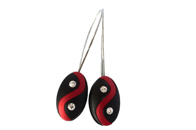 Set 2 magneti decorativi Velaria cu sufa metalica 13 cm, rosu/negru [1]